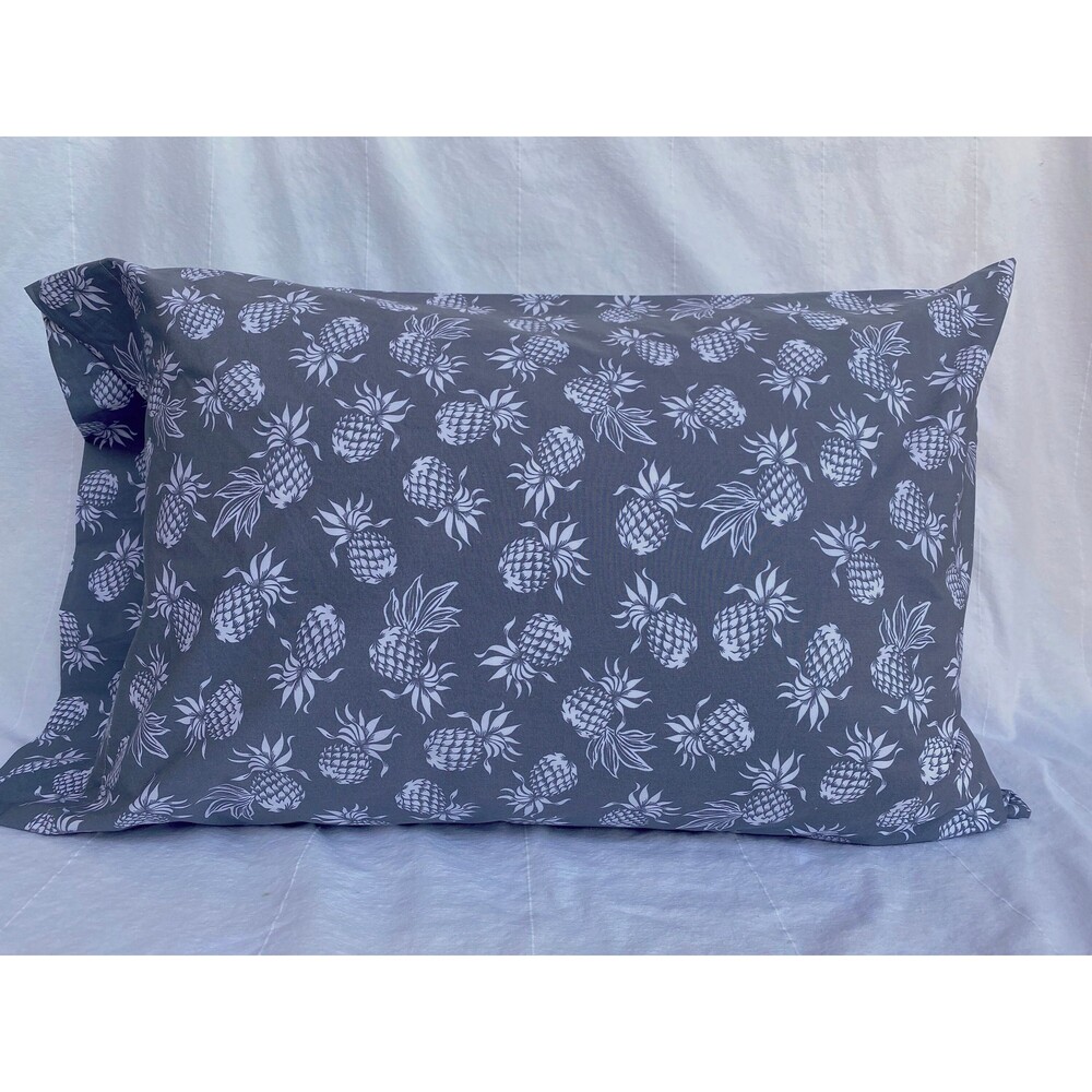 Gray Pillowcase with Pineapple Pattern | Handmade | 100% Cotton